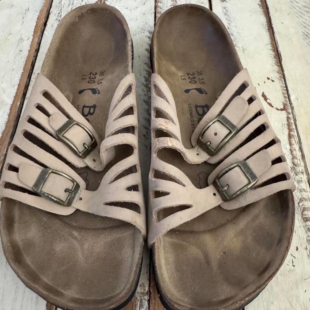 Betula by Birkenstock Beige Multi Strap Buckle Slide Sandals Women 36 L5 230